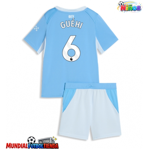 Camiseta Manchester City Marc Guehi #6 Primera Equipación Replica 2026-27 para niños mangas cortas (+ Pantalones cortos)